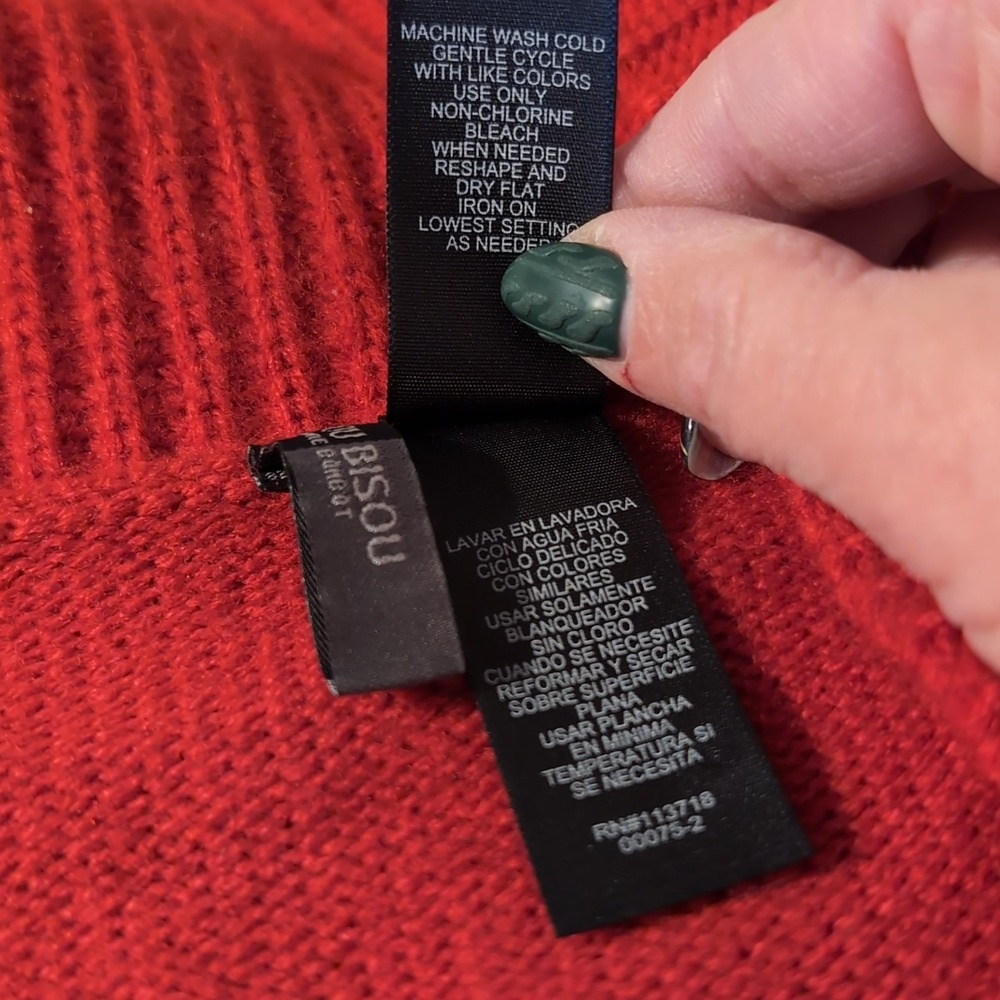 Bisou Bisou Red Belted Holiday Winter Sweater XL - Picture 12 of 13